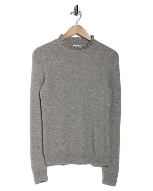 Sofiacashmere Gray Ruffle Mock Neck Cashmere Sweater