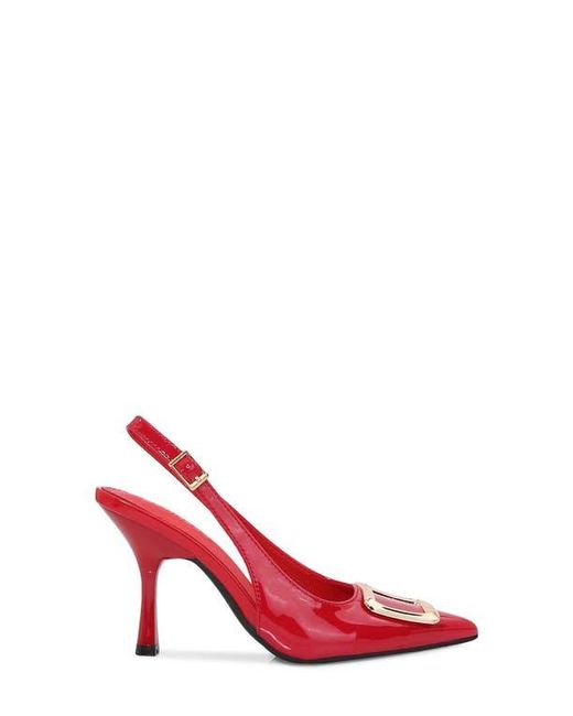 BERNESS Red Buckle Slingback Stiletto Pump