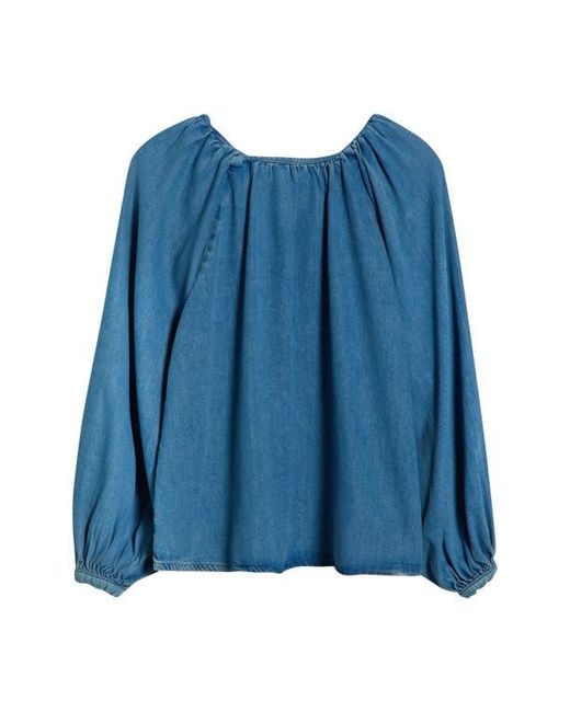 TOPSHOP Blue Puff Sleeve Denim Shirt