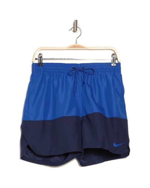 Nike Blue Colorblock Drawstring Volley Shorts for men