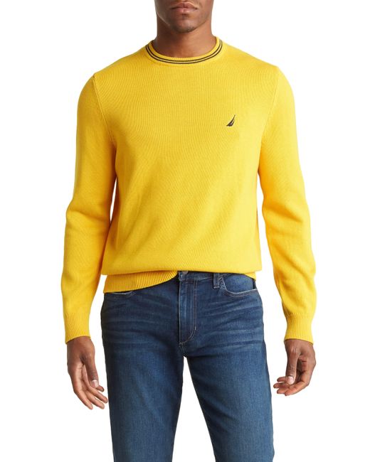 Nautica Yellow Tipped Crew Neck Sweater In Old Gold At Nordstrom Rack for men