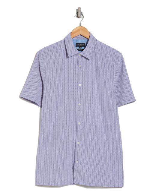 Ted Baker Purple Geo Print Button-up Shirt for men