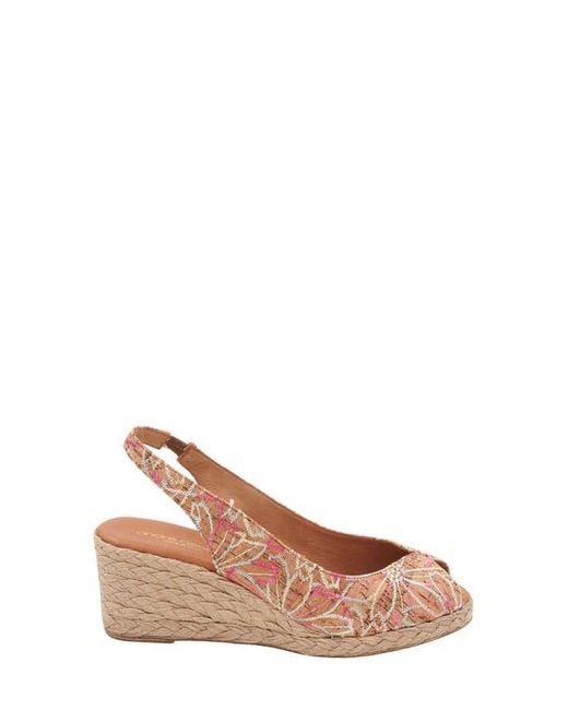 Andre Assous Brown Audrey Slingback Peep Toe Espadrille Wedge Sandal