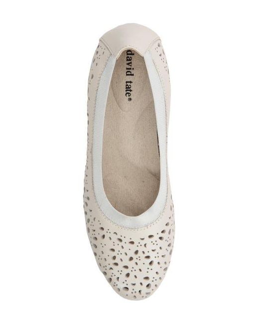 David Tate White Laser Cut Ballet Flat