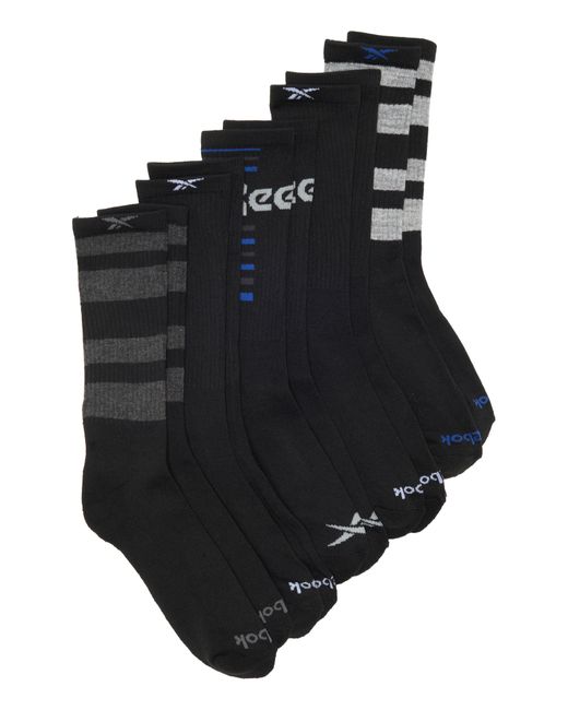 Reebok Black Assorted 5-pack Crew Socks for men