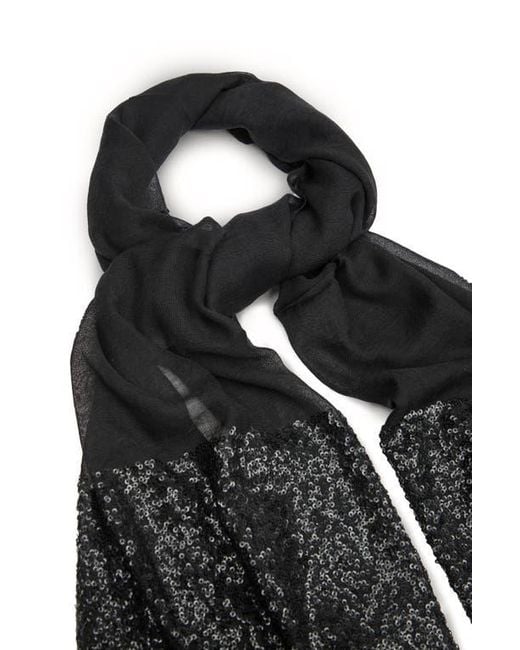 Saachi Black Sequin Wool Formal Scarf