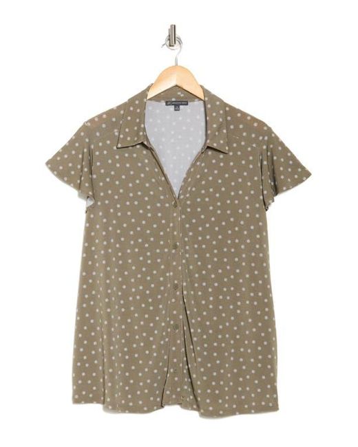 Adrianna Papell Multicolor Flutter Sleeve Crepe Button-Up Top