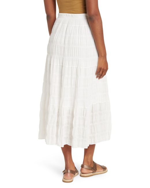 Max Studio White Textured Midi Skirt