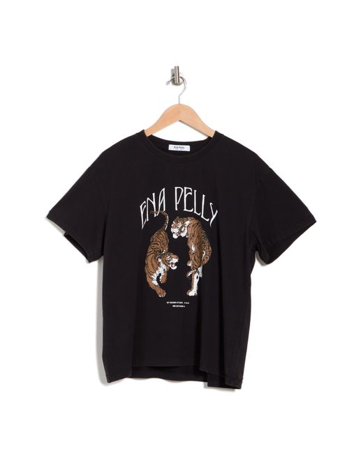 ENA PELLY Cotton Yin Yang Tiger Graphic T-shirt In Washed Black At ...