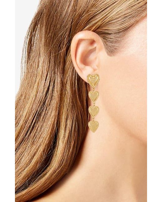 Guess Metallic Heart Pavé Drop Earrings