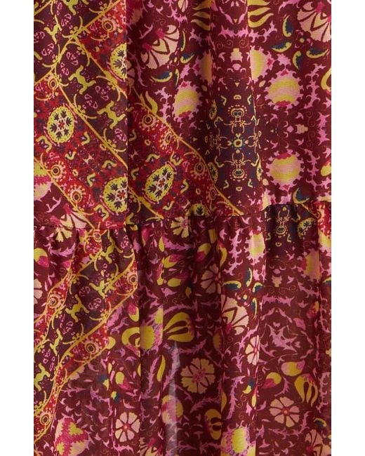 Julia Jordan Print Long Sleeve Chiffon Tiered Dress