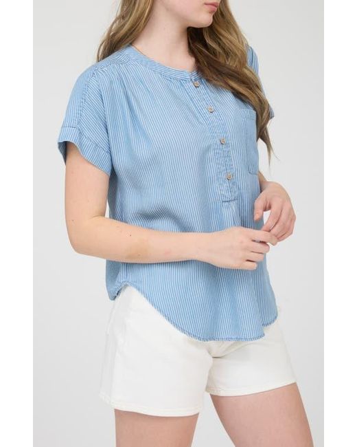 Blu Pepper Blue Button Up Stripe Top