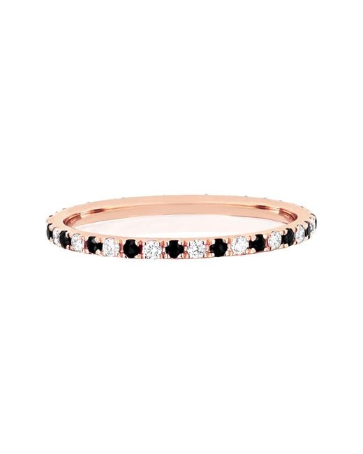 EF Collection Multicolor 14k Rose Gold White & Black Diamond Stackable Ring