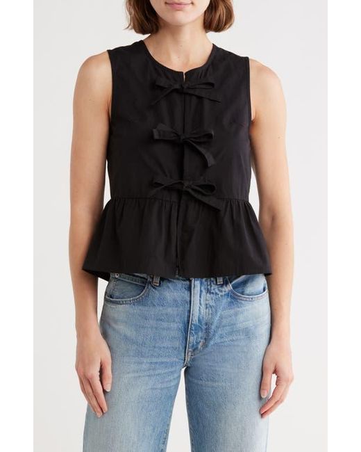 Vigoss Black Tie Front Peplum Top