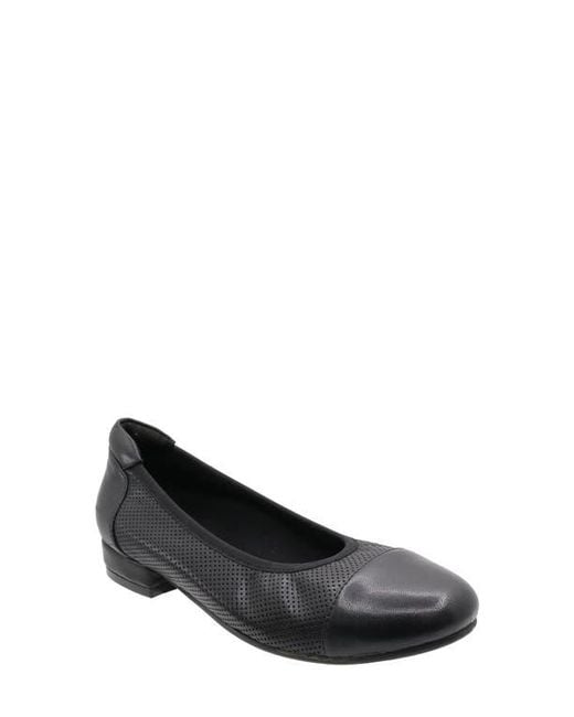 David Tate Black Newton Cap Toe Flat