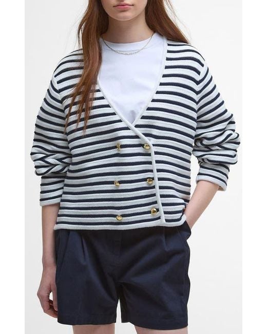 Barbour Blue Abby Double Breasted Knit Jacket