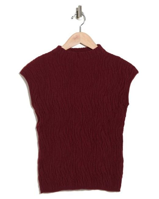 Bobeau Red Animal Jacquard Stripe Cap Sleeve Sweater