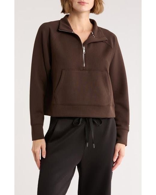 DKNY Brown Highline Ribbed Half-Zip Pullover