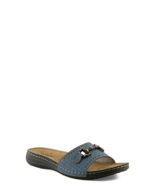 Flexus by Spring Step Blue Enamel Bit Slide Sandal
