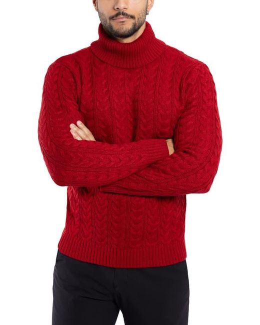 Xray Jeans Red Cable Knit Turtleneck Sweater for men