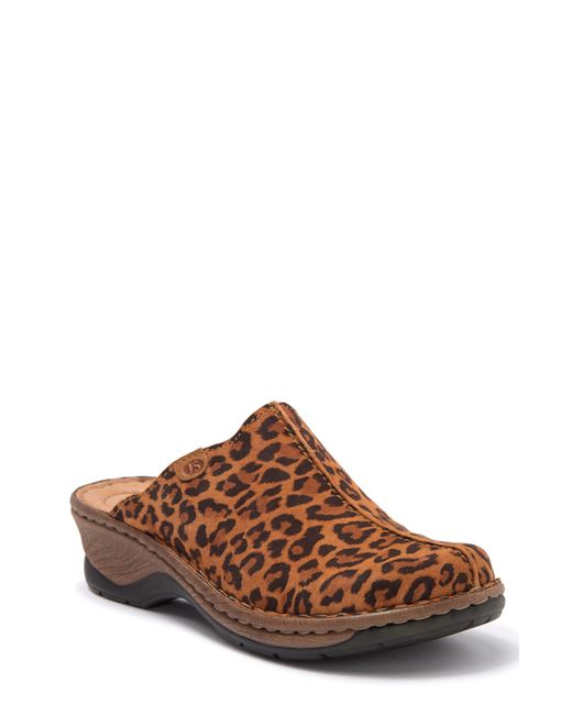 Josef Seibel Catalonia Leopard Print Leather Clog In Camel Leopard
