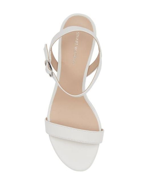 Stuart Weitzman White Dancer 75 Block Heel Sandal