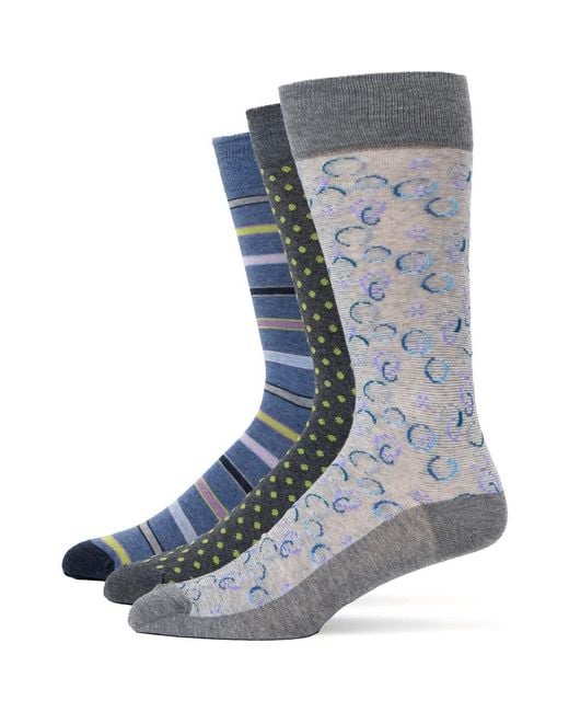 Lorenzo Uomo Blue Assorted 3-Pack Crew Socks for men