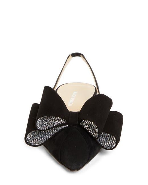 Mach & Mach Black Le Cadeau Pointed Toe Slingback Flat