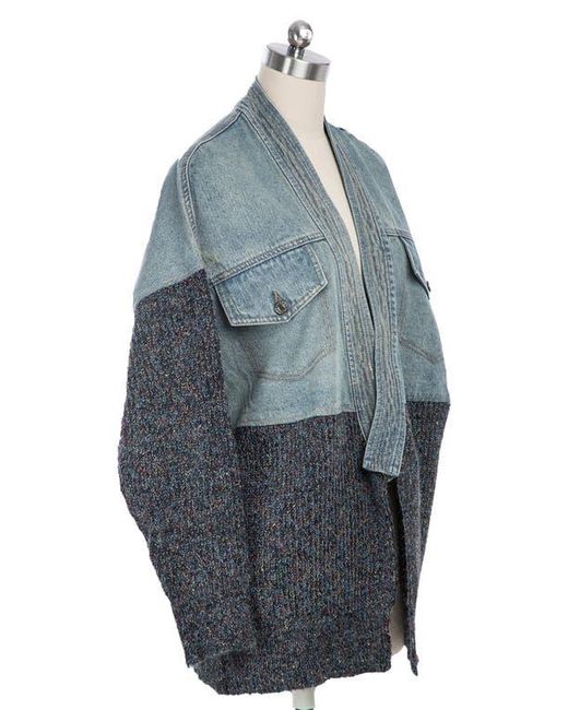 Saachi Blue Denim Knit Topper Jacket