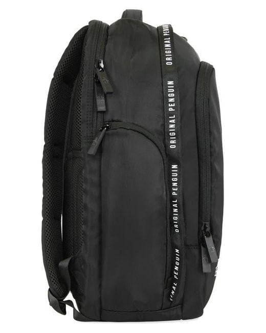 Original Penguin Black Zip Nylon Backpack for men