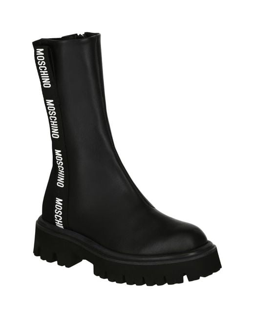 Moschino Black Leather Boot