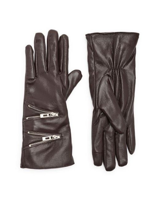 Steve Madden Brown Zipper Faux Leather Gloves