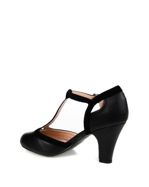 Journee Collection Black Olina T-Strap Pump