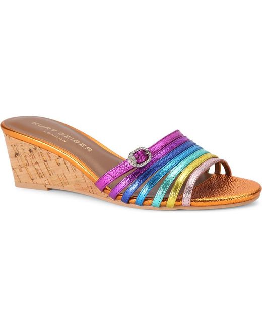 Kurt Geiger Blue Pierra Wedge Slide Sandal