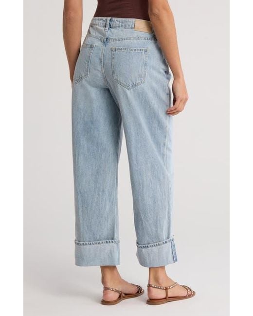 Seven7 Blue Cuffed High Waist Baggy Jeans