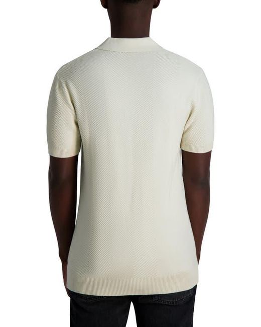 Karl Lagerfeld Gray Chevron Textured Johnny Collar Polo for men