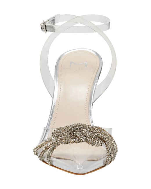 Marc Fisher White Samira Crystal Pointed Toe Pump