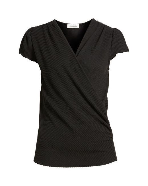 Loveappella Black Texture Wrap Front Top
