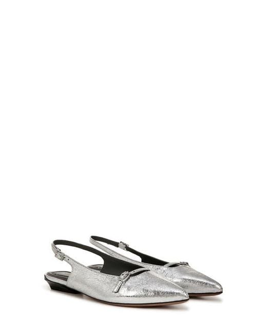 Sarto White Emma Slingback Pointed Toe Flat