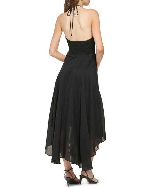 DKNY Black Open Back Long Halter Dress