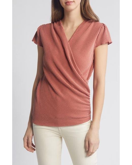 Loveappella Red Texture Wrap Front Top