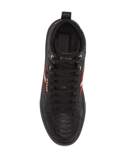 Bally Meson Snakeskin Embossed High Top Sneaker in Black for Men Lyst