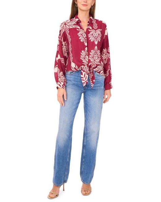 Halogen® Red Long Sleeve Tie Hem Button-Up Shirt