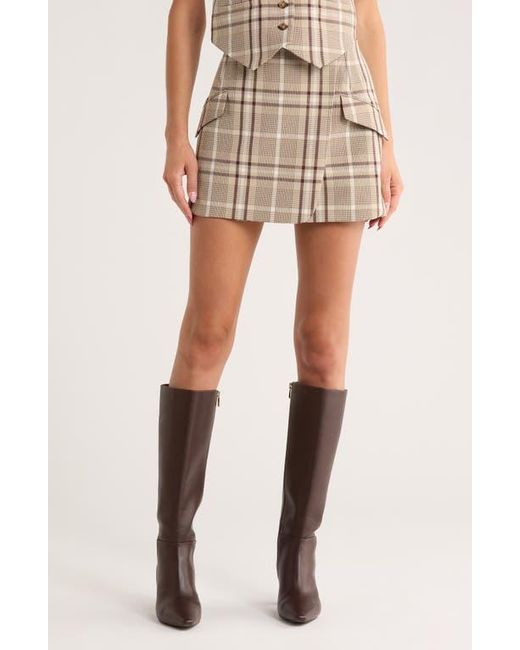 Jonathan Simkhai Natural Payton Plaid Wrap Miniskirt