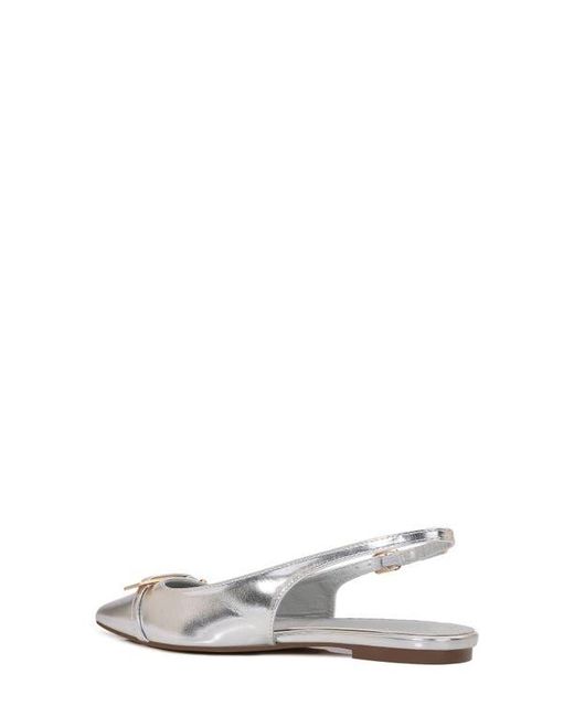 BERNESS White Chantal Pointed Toe Slingback Flat