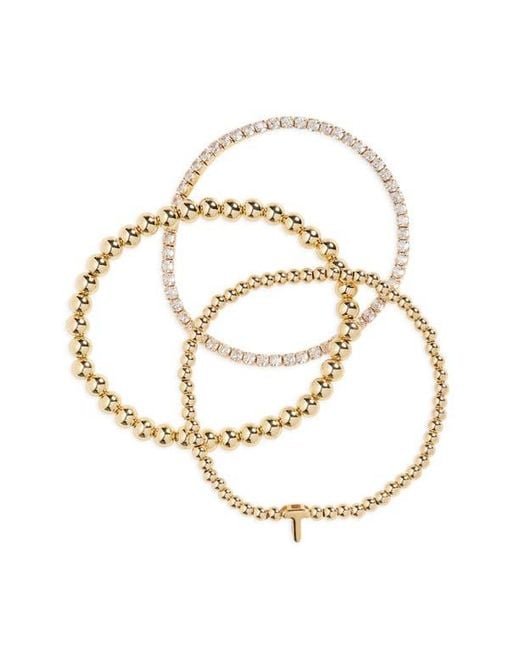 Leith Metallic 3-Pack Initial Bead Bracelet