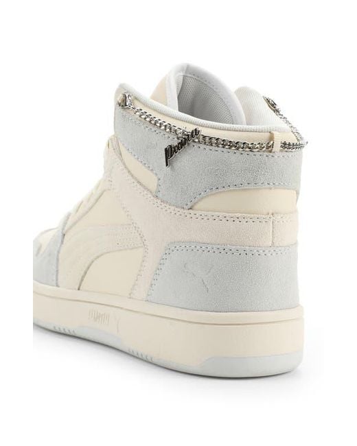 PUMA White Rebound Layup Bling High Top Sneaker