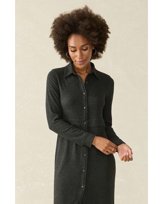 Faherty Brand Black Legend Long Sleeve Shirtdress