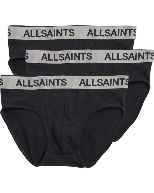 AllSaints Black 3-Pack Contoured Pouch Briefs for men