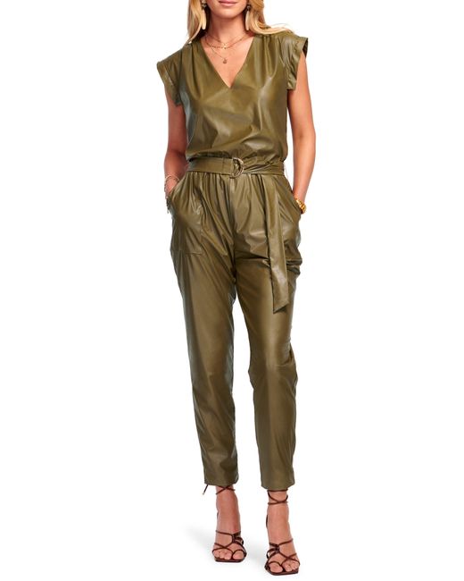 Ramy Brook Lorelei Faux Leather Jumpsuit in Green Lyst